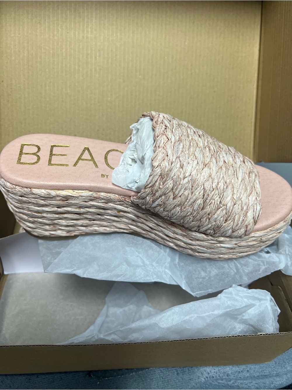 Beach Woven Platform Sandals. These shoes are actually a Light Pink. - Picture 2 of 2
